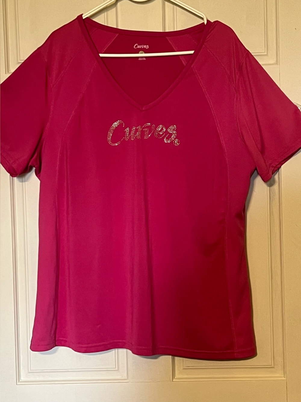 Women’s 2XL Curves Workout T-Shirt Short Sleeve V Neck